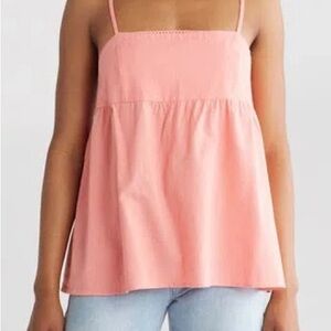 ABOUND Cotton & Linen Babydoll Camisole In Coral Shell Size M